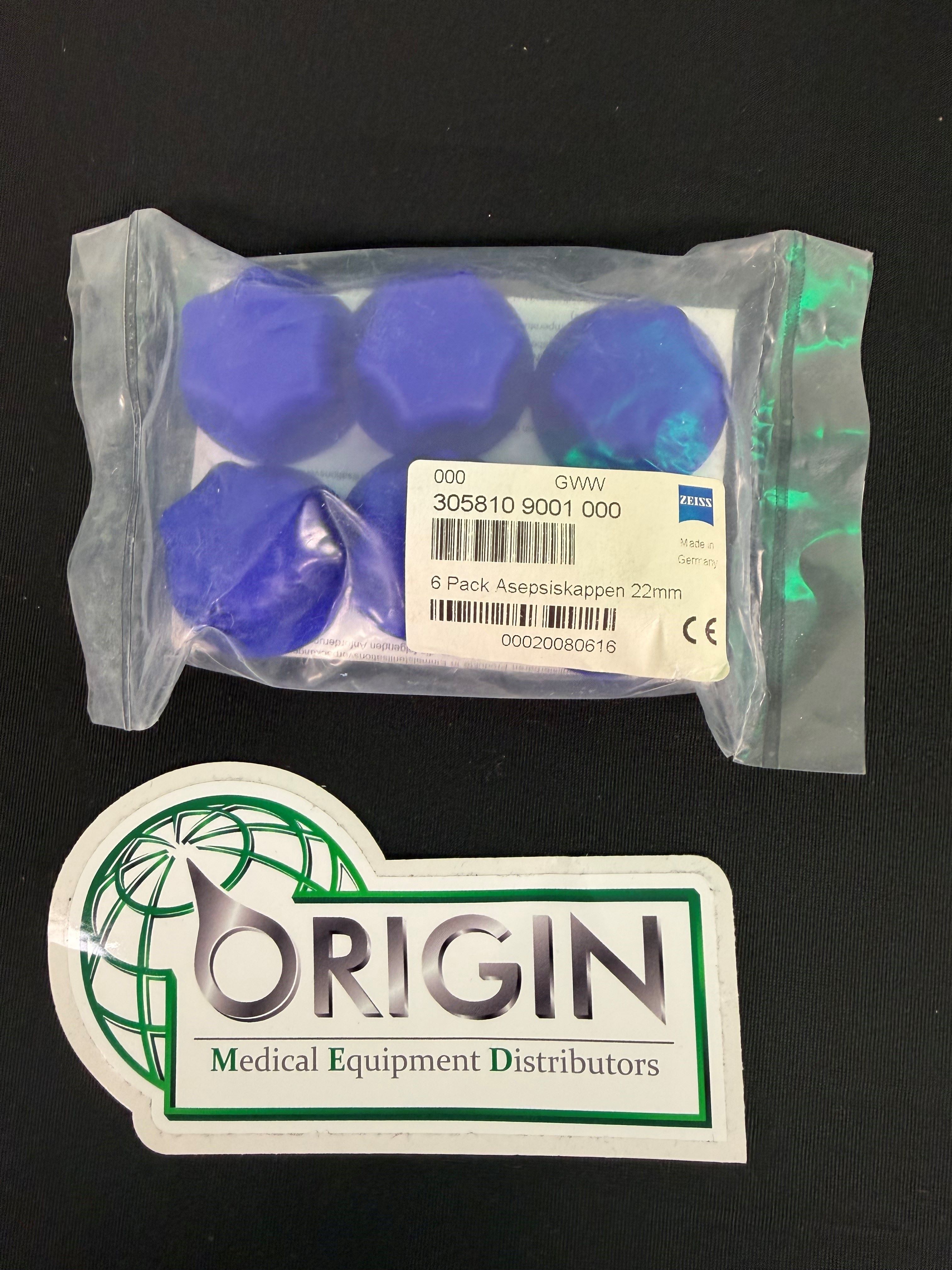 (Pack of 6) Zeiss Asepsiskappen Sterilizable 22mm Caps for Microscopes